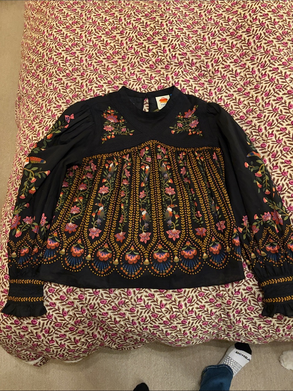 Farm Rio x Anthropologie Long-Sleeve Lace Blouse size M - Picture 2 of 5